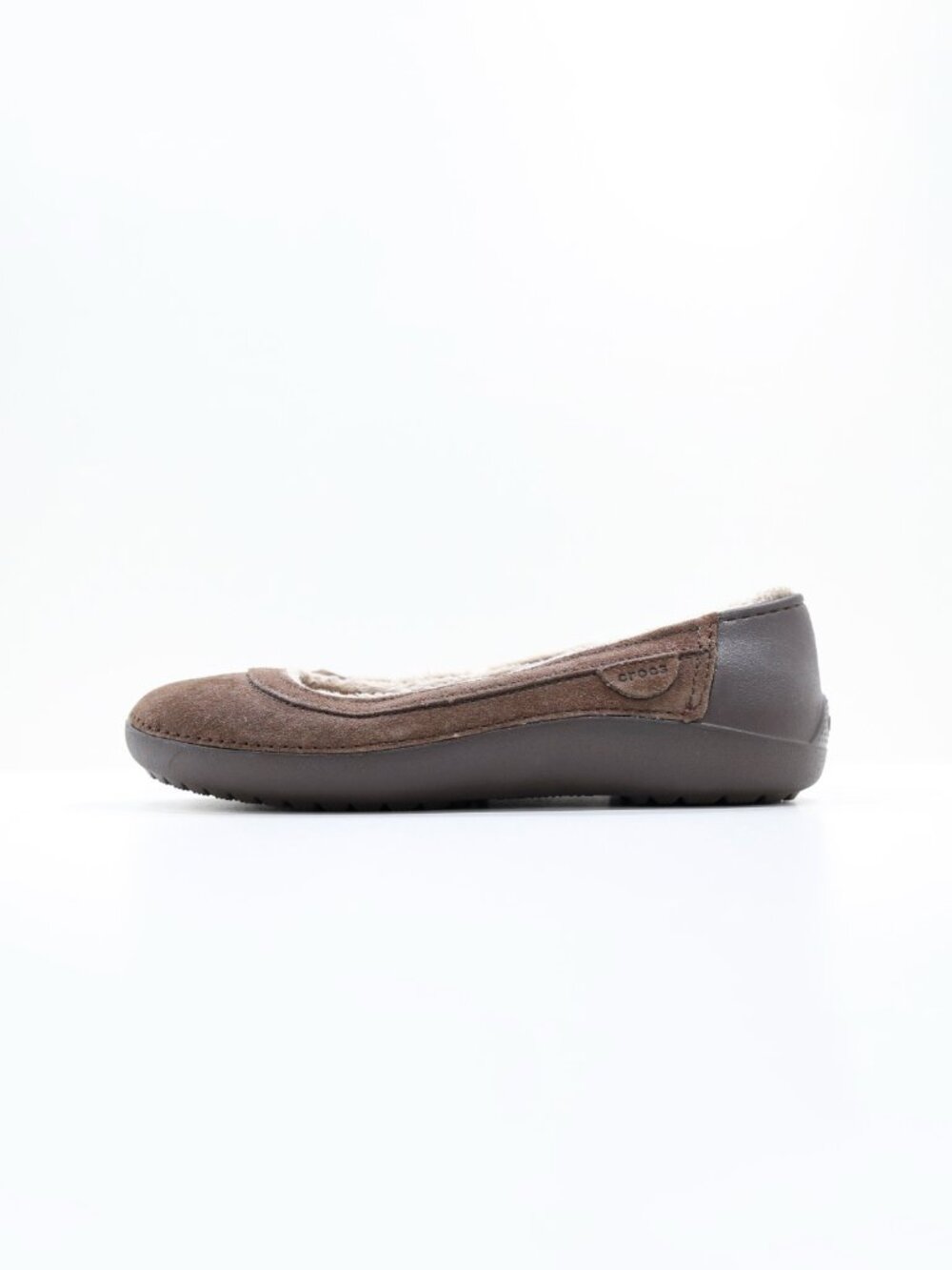Crocs Berryessa Brown Suede Fleece-Lined Lightweight Ballet Flats - 7 NWOB